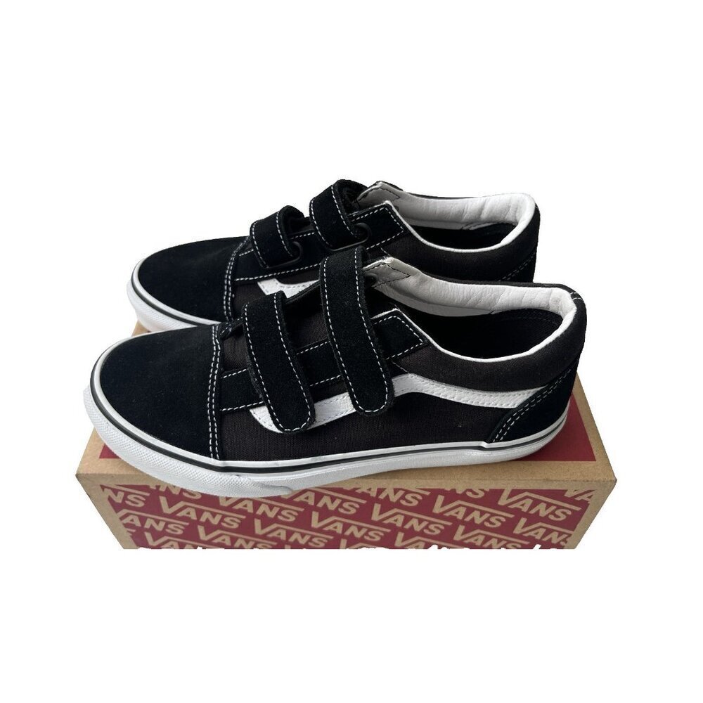 Vans Old Skool V Black / True White Hook & Loop Sneakers Women’s Size 4.5 - Picture 2 of 16